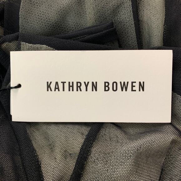 KATHRYN BOWEN Size 2 Black White Nylon Spandex See Through A-Line Skirt - Picture 6 of 6